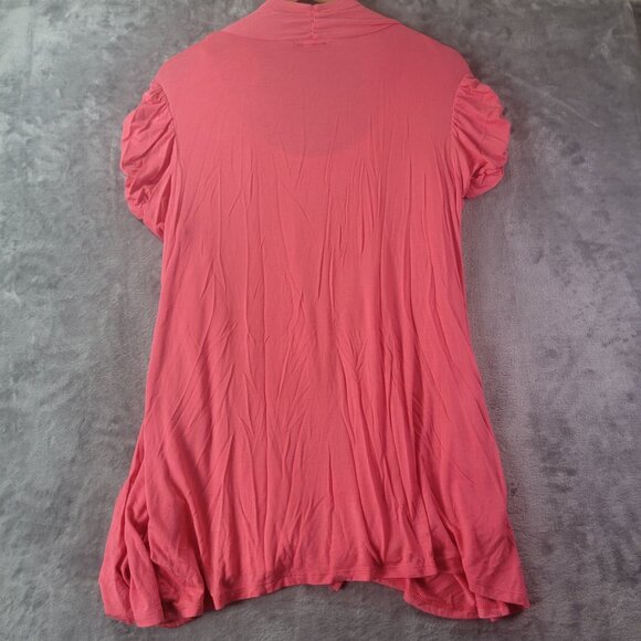 New Directions Womens Open Front Ruched Sleeve Cardigan Coral XL Layered Ruffle - Picture 7 of 10